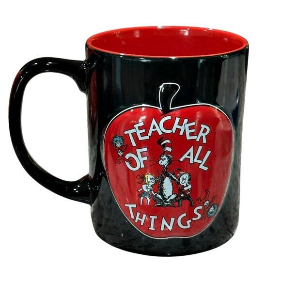 Dr Seuss Cat Hat Universal Studios Coffee Mug Teacher Things Embossed 3D Apple - Picture 4 of 8